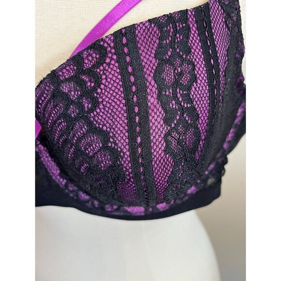 Adorn Me Bra Women 40D Pink Lace Floral Feminine Sexy Intimates Romantic Punk - Picture 4 of 13